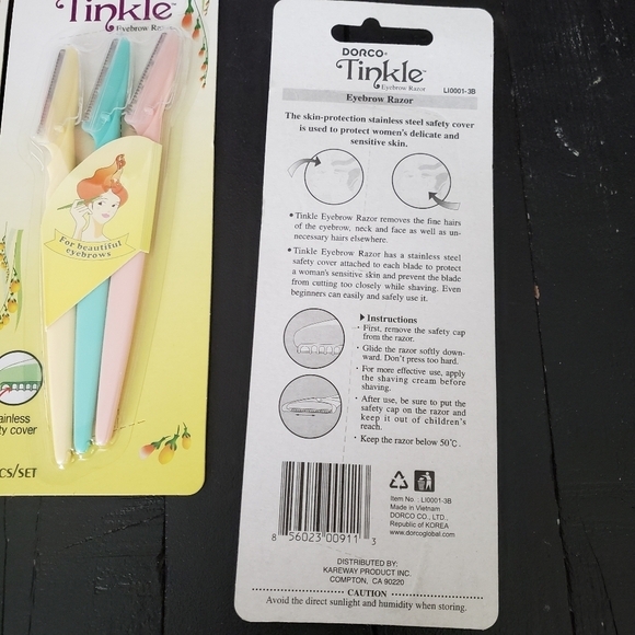 Dorco Tinkle Razor NIP Pack of 3 9 Pieces Eyebrow Face Shaver - Picture 4 of 4